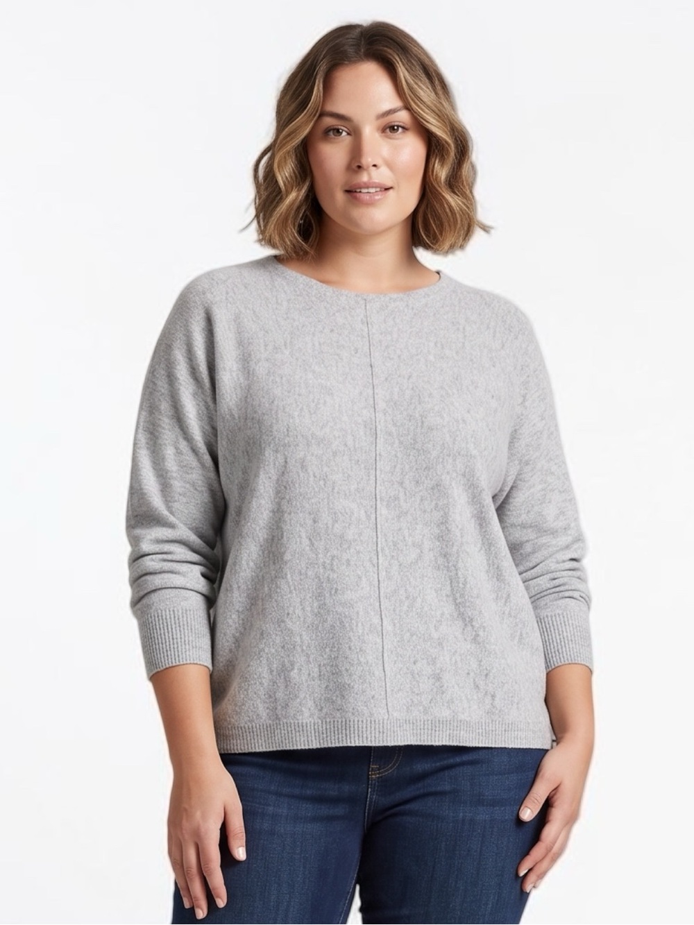 Bianco & Blu Gray Wool Blend Crewneck Sweater XL Italy NWT Soft Knit Layer
